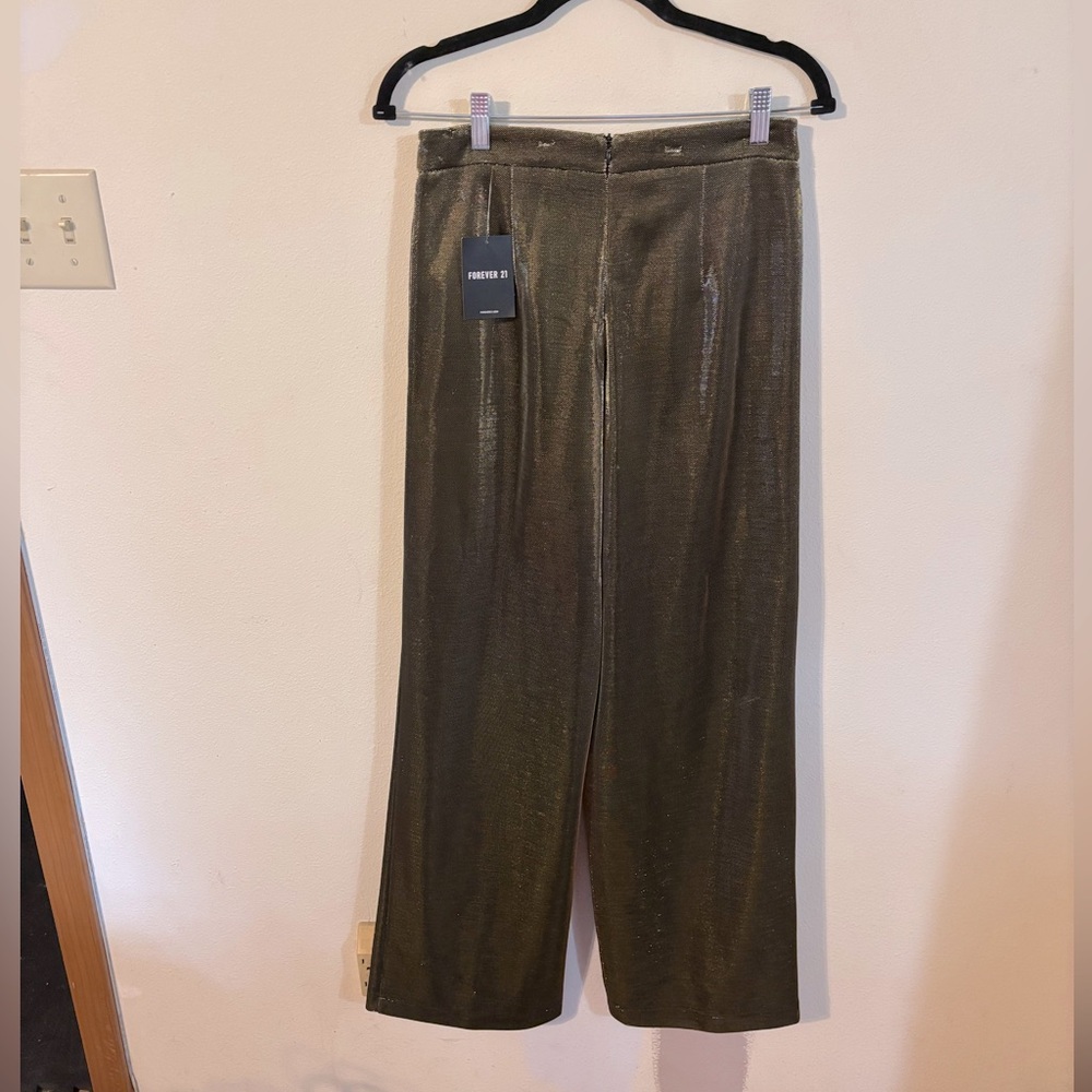 NWT Gold Wide Leg Slacks